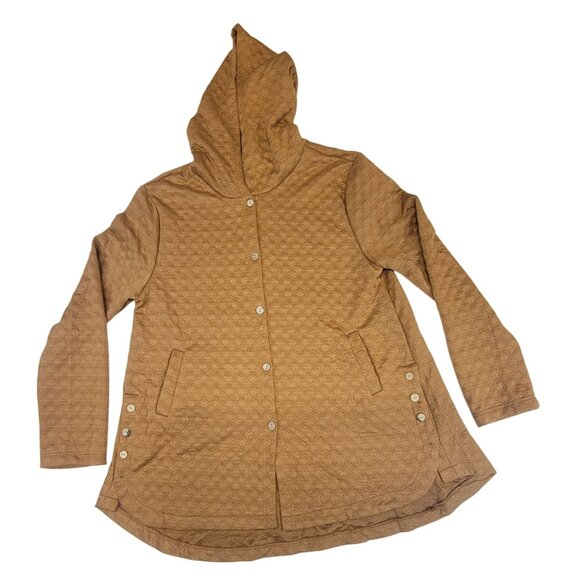 Misslook Hooded Jacket Cotton-Blend Quilted Pockets Buttons Womens Large - Picture 2 of 8